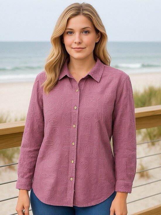 Vintage Sea Breeze of California Boho Lagenlook Coastal Embroidered Button up XL - Picture 1 of 9